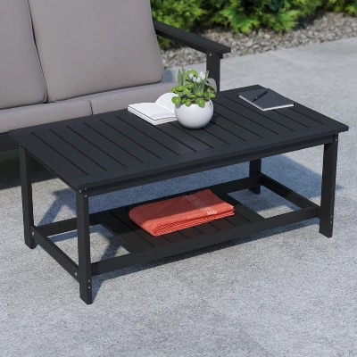 Flash Furniture Charlestown All-Weather Poly Resin 2-Tier Adirondack Coffee Table 2 Flash Furniture Charlestown All-Weather Poly Resin 2-Tier Adirondack Coffee Table - Image 2