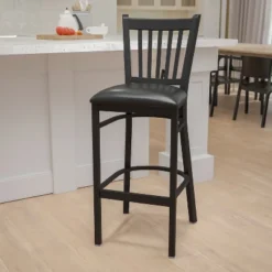 Flash Furniture Black Vertical Back Metal Barstool with Upholstered Seat -Flash Furniture Sale Store GUEST 5074e8a5 ac87 4959 8393 d476f25df1f4