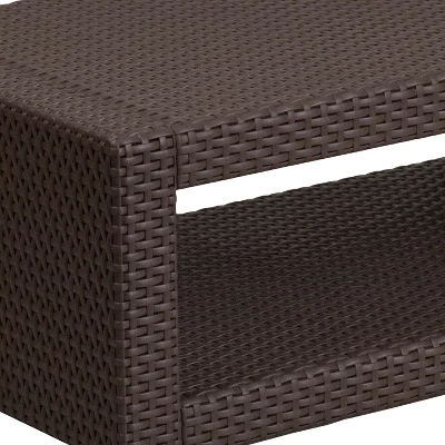 Flash Furniture Seneca Chocolate Brown Faux Rattan Coffee Table 5 Flash Furniture Seneca Chocolate Brown Faux Rattan Coffee Table - Image 5