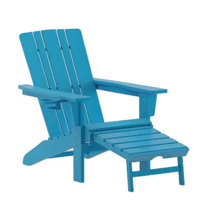 Flash Furniture Halifax HDPE Adirondack Chair with Pull-Out Ottoman & Cup Holder 11 Flash Furniture Halifax HDPE Adirondack Chair with Pull-Out Ottoman & Cup Holder - Image 11