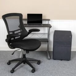 Flash Furniture Work From Home Kit - Desk, Ergonomic Mesh Chair & Locking Cabinet