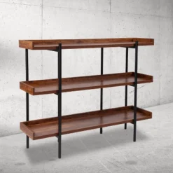 Flash Furniture Mayfair 3-Shelf Storage Display Unit - Rustic Wood Grain