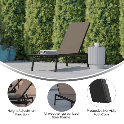 Flash Furniture Brazos All-Weather Adjustable 5-Position Outdoor Chaise Lounge 5 Flash Furniture Brazos All-Weather Adjustable 5-Position Outdoor Chaise Lounge - Image 5