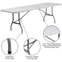 Flash Furniture 8' Bi-Fold Event Table Set with 10 Heavy-Duty Folding Chairs