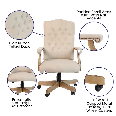 Flash Furniture Martha Washington Traditional Executive Office Chair with Scroll Arms 2 Flash Furniture Martha Washington Traditional Executive Office Chair with Scroll Arms - Image 2