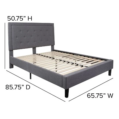 Flash Furniture Roxbury Tufted Upholstered Platform Bed and 10 Inch Mattress Set 5 Flash Furniture Roxbury Tufted Upholstered Platform Bed and 10 Inch Mattress Set - Image 5