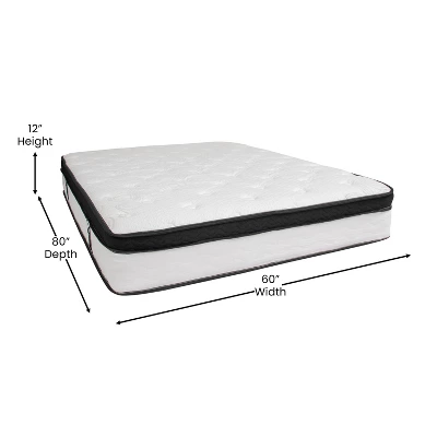 Flash Furniture Capri Comfortable Sleep 12 Inch CertiPUR-US Certified Memory Foam & Pocket Spring Mattress, Mattress In A Box 3 Flash Furniture Capri Comfortable Sleep 12 Inch CertiPUR-US Certified Memory Foam & Pocket Spring Mattress, Mattress In A Box - Image 3