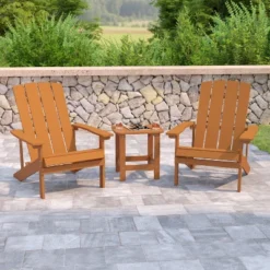 Flash Furniture Charlestown All-Weather Poly Resin Adirondack Chairs & Table Set (3-Piece)