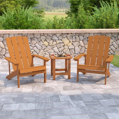 Flash Furniture Charlestown All-Weather Poly Resin Adirondack Chairs & Table Set (3-Piece) 1 Flash Furniture Charlestown All-Weather Poly Resin Adirondack Chairs & Table Set (3-Piece)