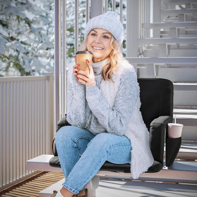 Flash Furniture Extra Wide Foldable Reclining Heated Stadium Chair with Backpack Straps 12 Flash Furniture Extra Wide Foldable Reclining Heated Stadium Chair with Backpack Straps - Image 12