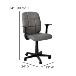 Flash Furniture Mid-Back Gray Quilted Vinyl Swivel Task Office Chair with Arms -Flash Furniture Sale Store GUEST 5ea5791c aa57 4dbc b468 1e922b3426cd