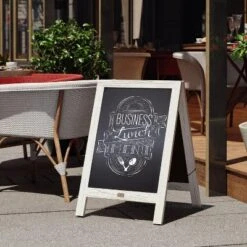 Flash Furniture Canterbury Vintage Wooden A-Frame Magnetic Indoor/Outdoor Chalkboard Sign, Freestanding Double Sided Extra Large Message Board