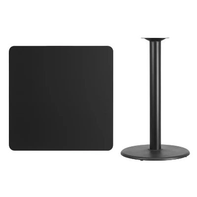 Flash Furniture 36'' Square Black Laminate Table with 24'' Round Bar Height Base 1 Flash Furniture 36'' Square Black Laminate Table with 24'' Round Bar Height Base