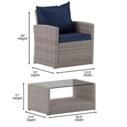Flash Furniture Aransas Series 4 Piece Outdoor Rattan Patio Seating Set -Flash Furniture Sale Store GUEST 624c5068 9a7e 4f03 846d 1c1f075ae096