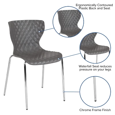 Flash Furniture Lowell Contemporary Diamond Quilted Plastic Stack Chair 2 Flash Furniture Lowell Contemporary Diamond Quilted Plastic Stack Chair - Image 2