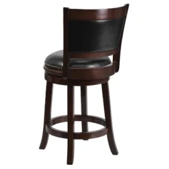 Flash Furniture 24'' High Cappuccino Wood Counter Stool with Black LeatherSoft Swivel Seat