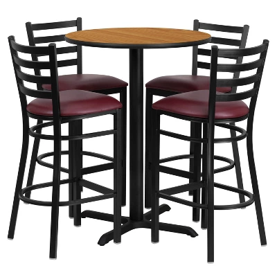 Flash Furniture 30'' Round Laminate Table Set with X-Base and 4 Ladder Back Metal Barstools 7 Flash Furniture 30'' Round Laminate Table Set with X-Base and 4 Ladder Back Metal Barstools - Image 7