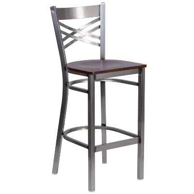 Flash Furniture Clear Coated "X" Back Metal Restaurant Barstool 11 Flash Furniture Clear Coated "X" Back Metal Restaurant Barstool - Image 11