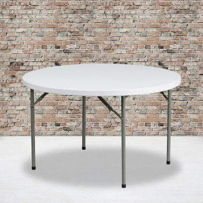 Flash Furniture 4-Foot Round Granite White Plastic Folding Table 1 Flash Furniture 4-Foot Round Granite White Plastic Folding Table