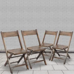 Flash Furniture Antique Black Slatted Wood Folding Special Event Chairs, Set of 4