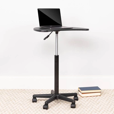 Flash Furniture Adjustable Mobile Laptop Computer Desk with Black Half-Moon Top 2 Flash Furniture Adjustable Mobile Laptop Computer Desk with Black Half-Moon Top - Image 2