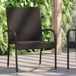Flash Furniture Maxim Indoor/Outdoor Wicker Dining Chairs With Fade & Weather-Resistant Steel Frames For Patio And Deck -Flash Furniture Sale Store GUEST 6b74b954 1117 4aa7 b449 4c1776877b2a