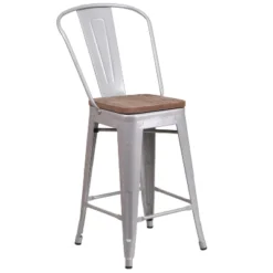 Flash Furniture 24" Metal Counter Stool with Curved Back and Wood Seat -Flash Furniture Sale Store GUEST 6c217e90 c527 4bf5 8a31 2611bcce94c2