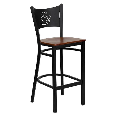 Flash Furniture Black Coffee Back Metal Barstool with Padded Seat 8 Flash Furniture Black Coffee Back Metal Barstool with Padded Seat - Image 8