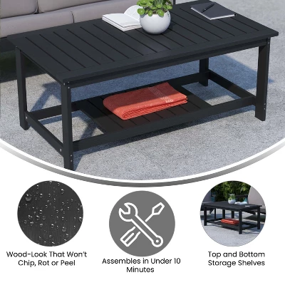 Flash Furniture Charlestown All-Weather Poly Resin 2-Tier Adirondack Coffee Table 4 Flash Furniture Charlestown All-Weather Poly Resin 2-Tier Adirondack Coffee Table - Image 4