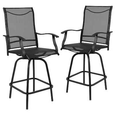 Flash Furniture Valerie Set of 2 All-Weather Textilene Swivel Patio Bar Stools 12 Flash Furniture Valerie Set of 2 All-Weather Textilene Swivel Patio Bar Stools - Image 12