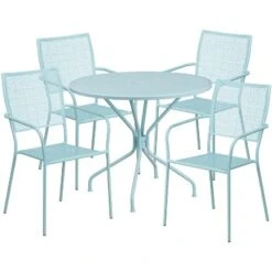 Flash Furniture Oia 35.25" Round Steel Patio Table Set with 4 Chairs -Flash Furniture Sale Store GUEST 6ec983fd fc91 49f7 a1aa 45663b5a2a1d