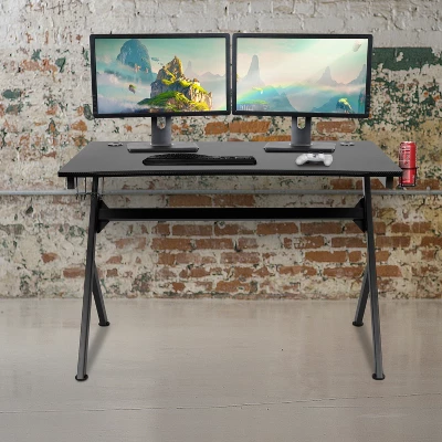 Flash Furniture 45.25" x 29" Gaming Desk with Carbon Fiber Top & Headphone Hook 5 Flash Furniture 45.25" x 29" Gaming Desk with Carbon Fiber Top & Headphone Hook - Image 5