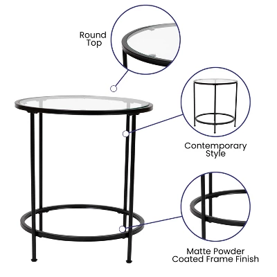 Flash Furniture Astoria Collection Modern Round Glass End Table 1 Flash Furniture Astoria Collection Modern Round Glass End Table