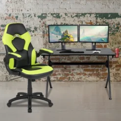Flash Furniture Gaming Desk and Racing Chair Set - Carbon Fiber Top with Accessories