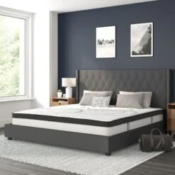 Flash Furniture Riverdale Upholstered Platform Bed with 10" Mattress