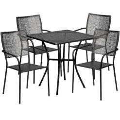 Flash Furniture Oia 28" Square Commercial Grade Steel Patio Set with 4 Chairs -Flash Furniture Sale Store GUEST 78d799cb 7aa9 404f 9360 5293eca81b8f