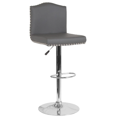 Flash Furniture Bellagio Contemporary Adjustable Height Crown Back Barstool with Accent Nail Trim 14 Flash Furniture Bellagio Contemporary Adjustable Height Crown Back Barstool with Accent Nail Trim - Image 14