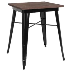 Flash Furniture 23.5" Square Metal Indoor Table with Rustic Wood Top -Flash Furniture Sale Store GUEST 796d699a 568a 48e0 a22c 543d57e68485