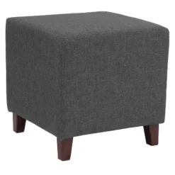 Flash Furniture Ascalon Taut Upholstered Cube Ottoman Pouf with Tapered Legs