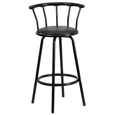 Flash Furniture Crown Back Black Metal Barstool with Swivel Black Vinyl Seat 10 Flash Furniture Crown Back Black Metal Barstool with Swivel Black Vinyl Seat - Image 10