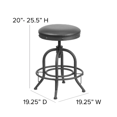 Flash Furniture 24'' Adjustable Counter Height Swivel Stool in Black LeatherSoft 3 Flash Furniture 24'' Adjustable Counter Height Swivel Stool in Black LeatherSoft - Image 3