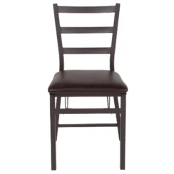 Flash Furniture HERCULES Series Brown Folding Ladder Back Metal Chair with Vinyl Seat - Set of 2 -Flash Furniture Sale Store GUEST 7bb9f247 bb52 4485 994d cca22db52675