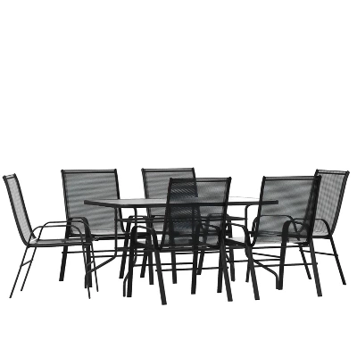 Flash Furniture 7-Piece Outdoor Dining Set: Tempered Glass Table & 6 Flex Comfort Chairs 10 Flash Furniture 7-Piece Outdoor Dining Set: Tempered Glass Table & 6 Flex Comfort Chairs - Image 10