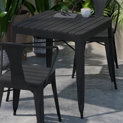 Flash Furniture Helvey 31.5" Square Indoor/Outdoor Steel Dining Table 3 Flash Furniture Helvey 31.5" Square Indoor/Outdoor Steel Dining Table - Image 3