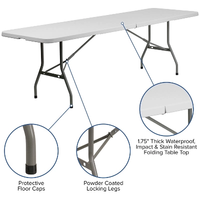 Flash Furniture 8-Foot Bi-Fold Plastic Banquet and Event Folding Table 2 Flash Furniture 8-Foot Bi-Fold Plastic Banquet and Event Folding Table - Image 2
