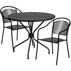 Flash Furniture Oia Commercial Grade 35.25" Round Indoor-Outdoor Steel Patio Table Set With 2 Round Back Chairs -Flash Furniture Sale Store GUEST 7dc644bf 8fed 4940 83be d9e7976895a2