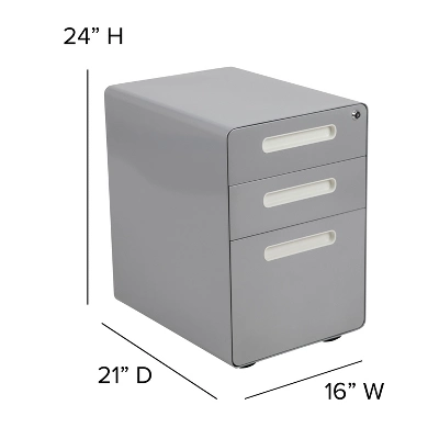 Flash Furniture Ergonomic 3-Drawer Mobile Locking Filing Cabinet 5 Flash Furniture Ergonomic 3-Drawer Mobile Locking Filing Cabinet - Image 5