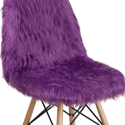 Flash Furniture Shaggy Dog White Faux Fur Accent Chair with Wood Legs 4 Flash Furniture Shaggy Dog White Faux Fur Accent Chair with Wood Legs - Image 4