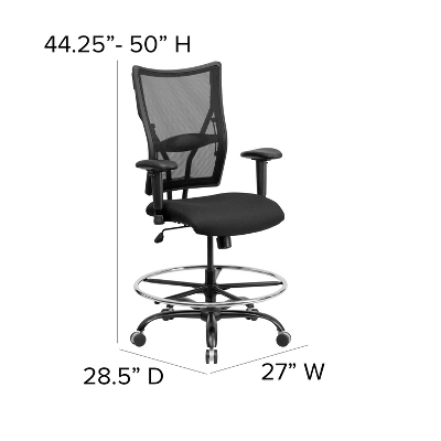 Flash Furniture HERCULES Series Big & Tall 400 Lb. Capacity Drafting Chair 6 Flash Furniture HERCULES Series Big & Tall 400 Lb. Capacity Drafting Chair - Image 6
