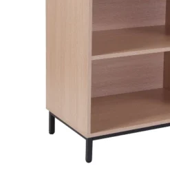 Flash Furniture Dudley 4-Shelf Open Bookcase in Oak Wood Grain & Black Frame